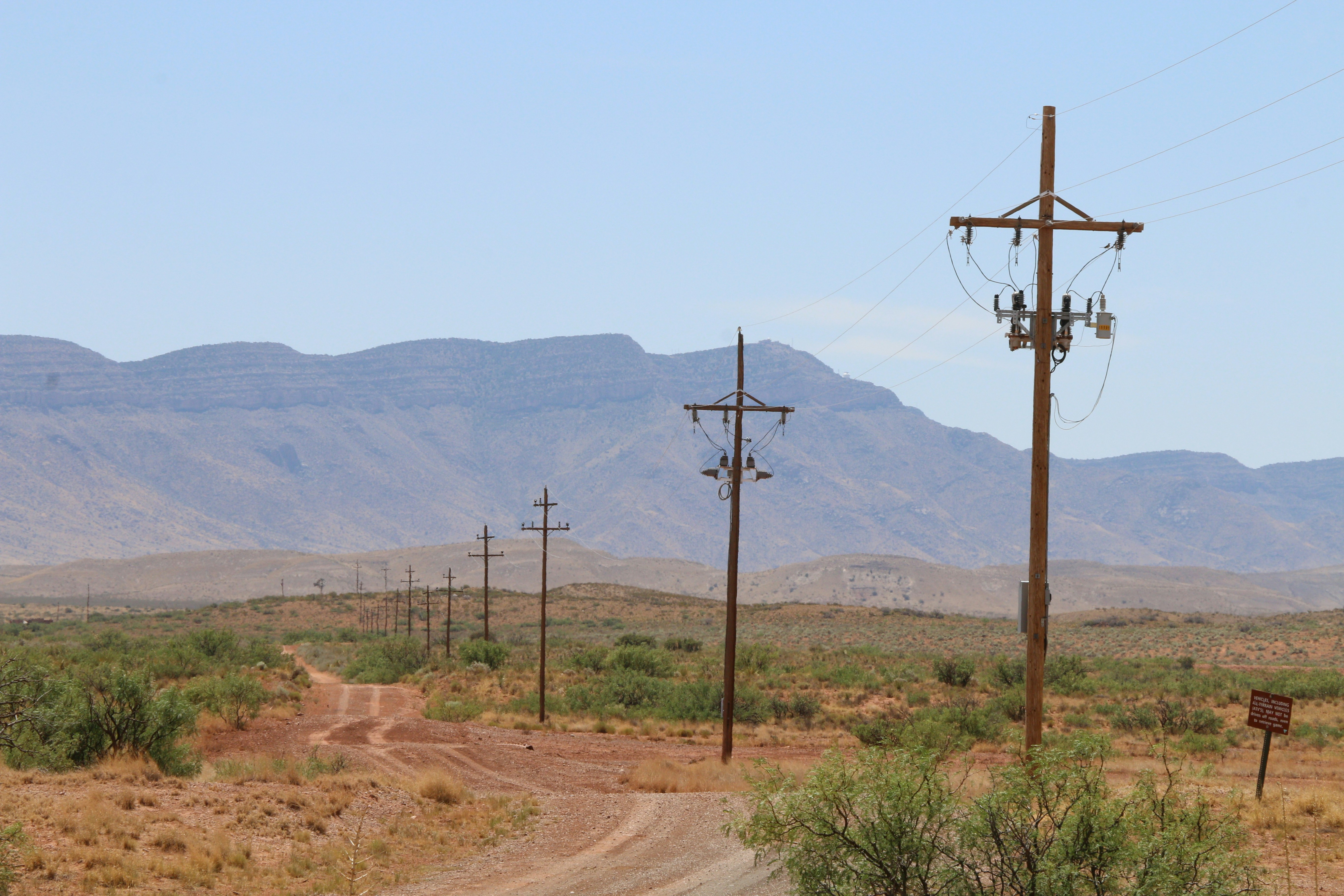 Utility pole in desert