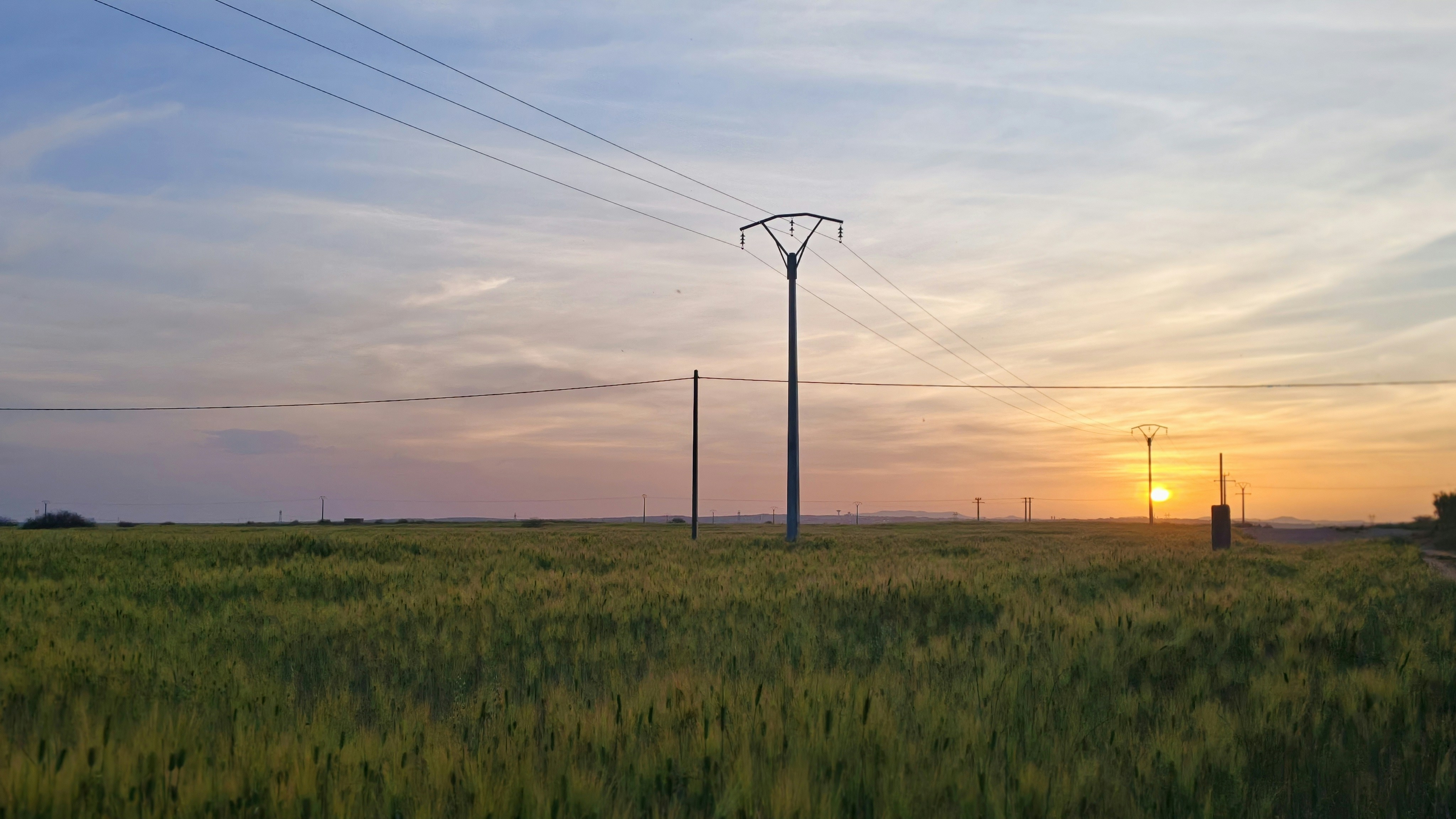 Utility pole at sunset