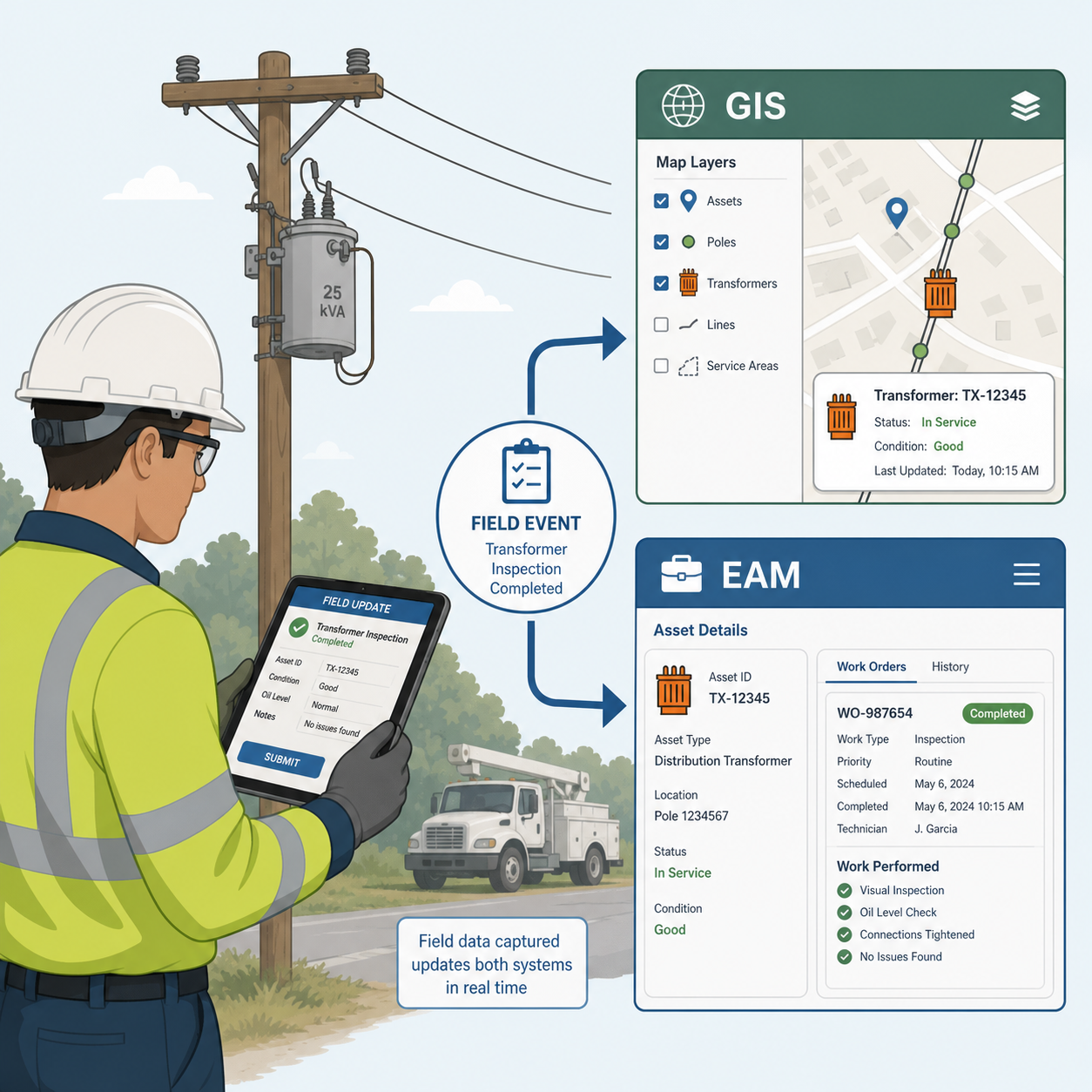 Field work updating GIS and EAM